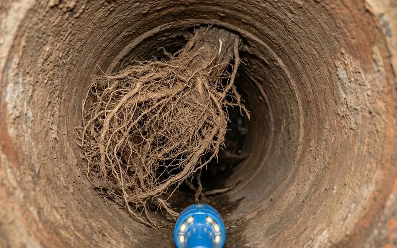 Signs of Root Intrusion in 1970s Clay Sewer Lines illustration 1